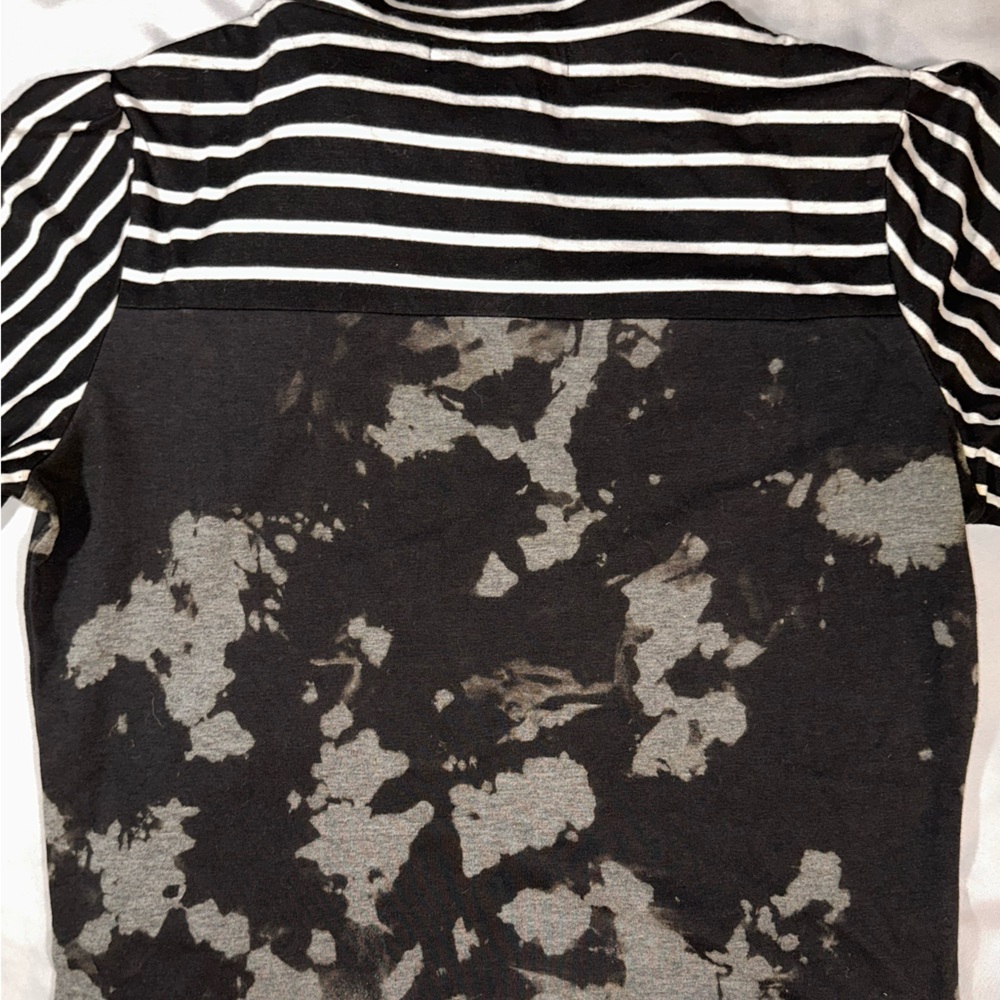 Unique Bleach And Striped Patterned Long Sleeve T… - image 3